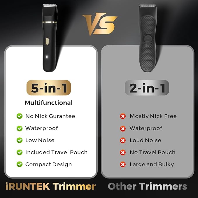 Bikini Trimmer for Women 5-in-1 Waterproof Electric Razors for Women Painless Pubic Hair Trimmer Rechargeable Electric Shaver Bikini Razor with Travel Case Body Shaver &amp Face Nose Trimmer Bl