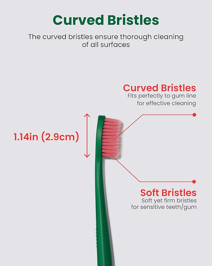 Euthymol Original Toothbrush (Regular 6 Count) - Standard-Sized Curved Soft Bristles for Sensitive Teeth Gums. Effective Gentle Cleaning for Entire Family.