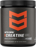MTN OPS Creatine Monohydrate Powder Unflavored 50 Serving Tub - 100% Pure Micronized for Muscle Mass Strength &amp Power