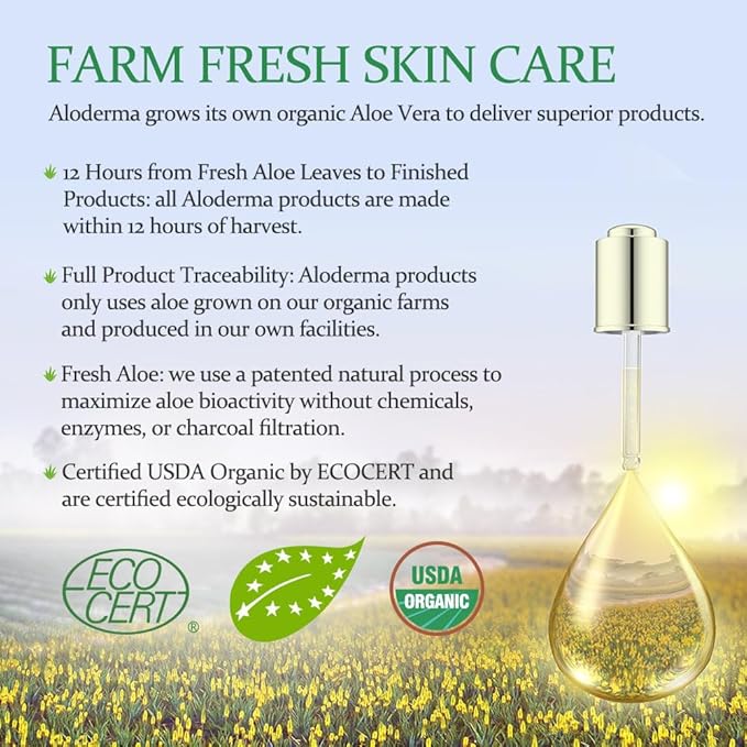 Aloderma Aloe Vera Gel + Tea Tree Oil Made with Refreshing Organic Aloe for After Sun Skin Care Multipurpose Use for Hair and Scalp and Face or as a Shaving Gel or Aftershave - 10.6Oz x 2btls