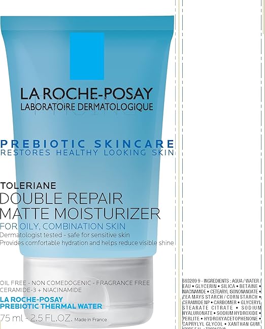 La Roche-Posay Toleriane Double Repair Matte Face Moisturizer Daily Moisturizer For Oily Skin With Ceramide And Niacinamide For All Skin Tones Oil Free Non-Comedogenic Available with SPF 30