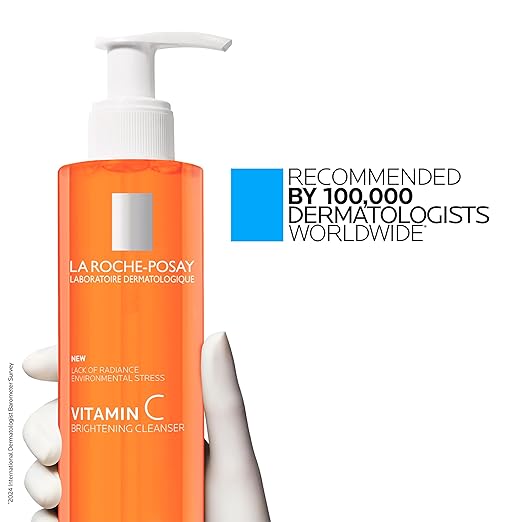 La Roche-Posay Vitamin C Brightening Face Wash Gentle Foaming Facial Cleanser with Vitamin Cg and Vitamin B3 to Brighten and Even Skin Tone Vitamin C Face Wash that Cleanses Dirt &amp Makeup 200ml