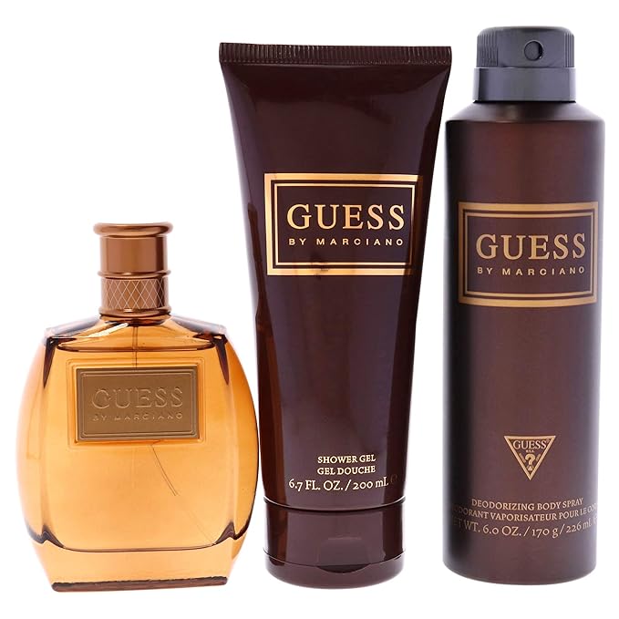 Guess by Marciano for Men - 3 Pc Gift Set 3.4oz EDT Spray 6.7oz Shower Gel 6.0oz Deodorizing Body Spray