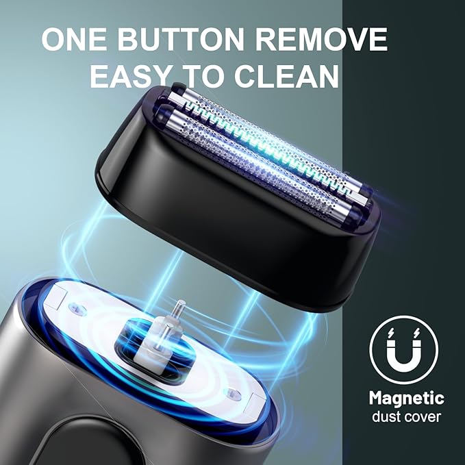 Electric Foil Shavers for Men: Mini Electric Razor with Big LED Display &amp 3 Floating Blades - IPX7 Waterproof Wet Dry Face Razor USB Type C