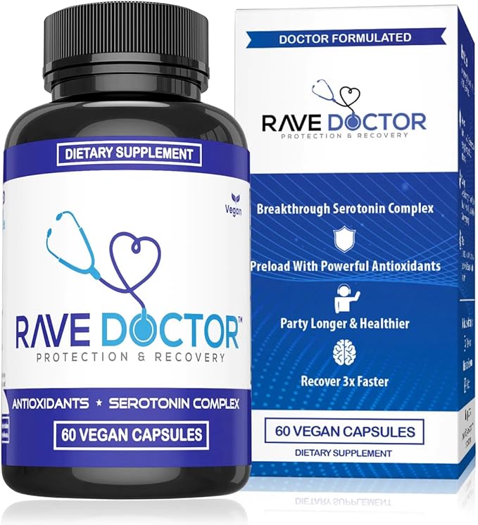 Rave Doctor 5 HTP Supplement - Essential Rave Vitamins for Festival Goers Rave Accessories Festival Essentials Festival Gear Rave Essentials 5htp Supplement
