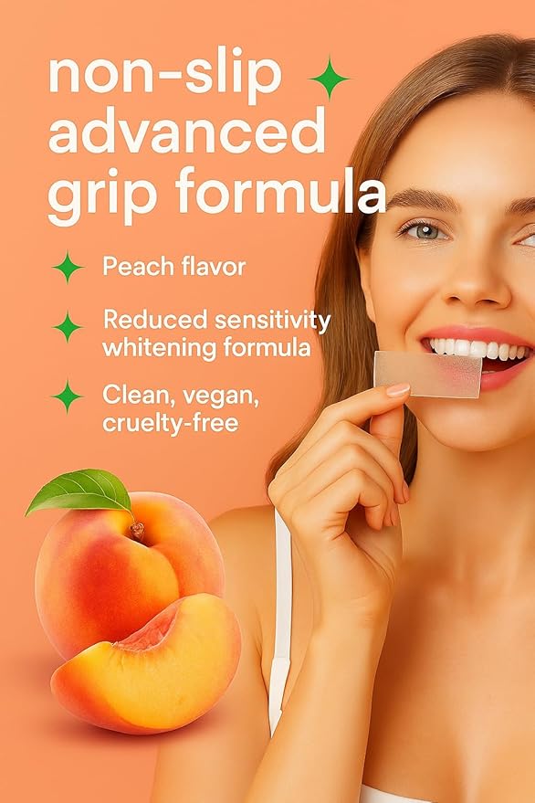 Pap Teeth Whitening Strips ? Peach and Watermelon Flavor | Enamel-Safe Sensitivity-Free Whitening Gentle Daily Use 28 Strips (14 Treatments) (Peach)