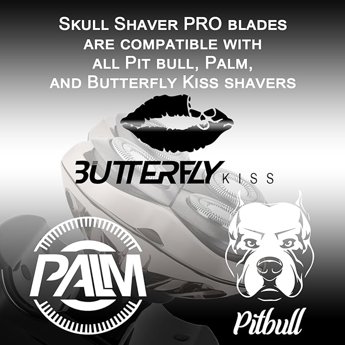 Replacement Head Compatible with Shaver PRO 4 Blade Fit for Skull Pitbull Butterfly Kiss PRO &amp Palm Shavers Replacement Head for Electric Shaver &amp Blade for Bald Head and for Men/Women (3 P