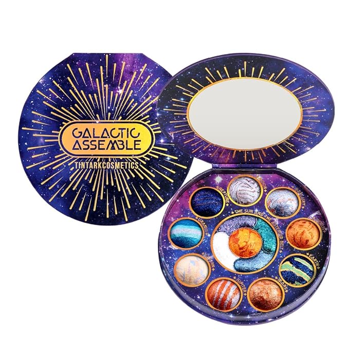 Galactic Assemble Eyeshadow Palette ? Solar System Inspired 3D Planet Design 14 Handcrafted Shimmer &amp Metallic Shades with Creamy Wet Texture High-Pigmented Makeup Palette Gifts for Women &amp