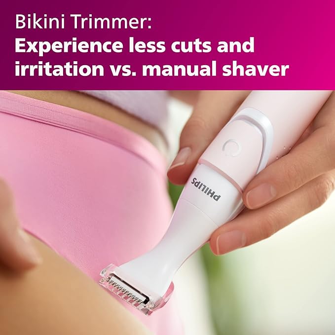 Philips Beauty Women's Bikini Trimmer and Precision Trimmer Special Edition Bundle BRT387/90Pink and White