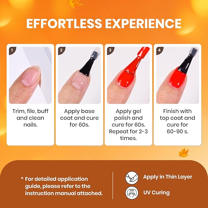 Beetles Fall Gel Nail Polish Set ? Autumn Aura 20 Colors Gel Polish Kit Burgundy Red Brown Yellow Orange Purple Cat Eye &amp Glitter Soak Off UV LED Manicure with Base Glossy Matte Top Coat