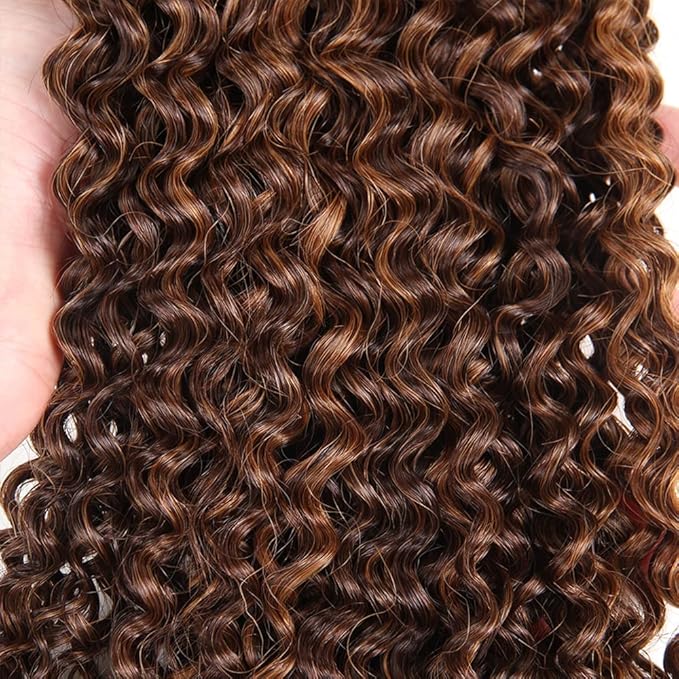 P430 Highlight Brown Bundles Human Hair Kinky Curly 3 Bundles 20 22 24 Inch Unprocessed Brazilian Virgin Remy Dark Brown Kinky Curly Bundle Human Hair Extensions
