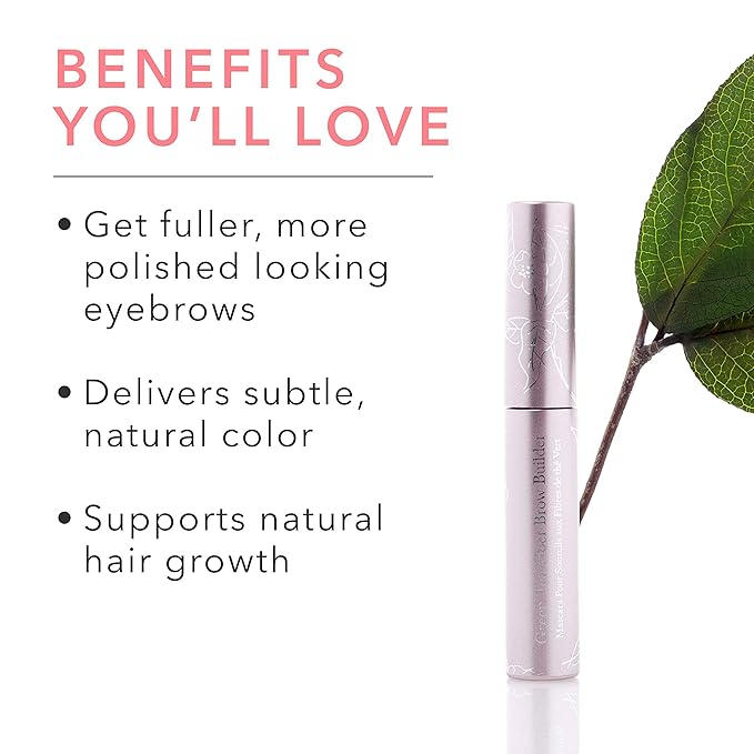 100% PURE Green Tea Fiber Brow Builder 0.16 oz Brow Tint Gel Eyebrow Makeup Define and Sculpt Eyebrows Natural Volume Flawless Brows - Medium Brown