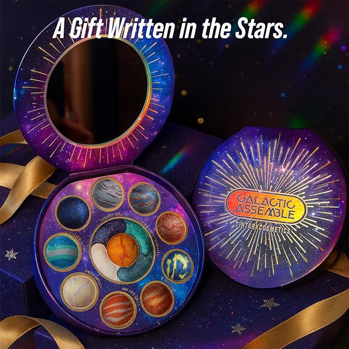 Galactic Assemble Eyeshadow Palette ? Solar System Inspired 3D Planet Design 14 Handcrafted Shimmer &amp Metallic Shades with Creamy Wet Texture High-Pigmented Makeup Palette Gifts for Women &amp