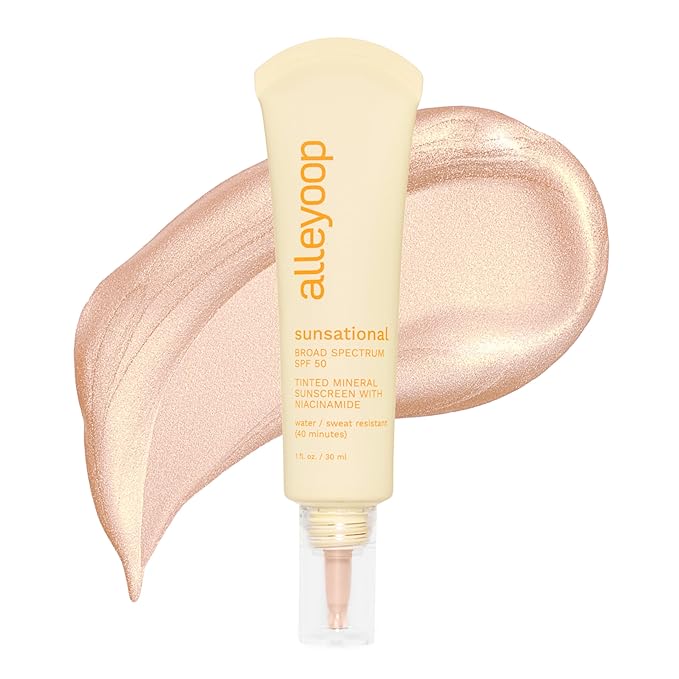 Alleyoop Sunsational Tinted Moisturizer SPF 50 for Face Broad Spectrum ? 100% Mineral Face Sunscreen with Jojoba Hydrating &amp Soothing Tinted Sunscreen Vegan &amp Cruelty-Free (Luster)