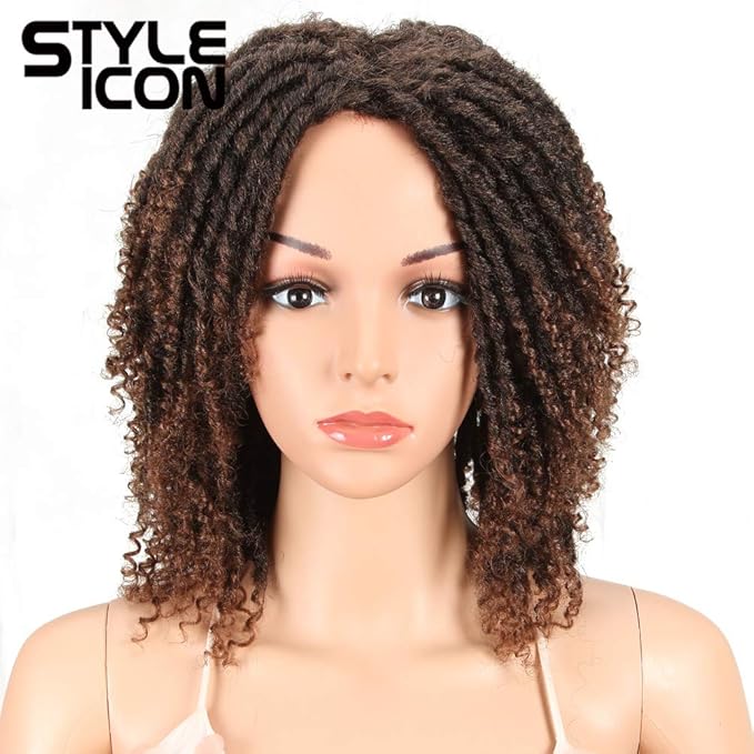 Style Icon 6 Short Dreadlock Wig Twist Wigs for Black Women Short Curly Synthetic Wigs (6 T1B/30)