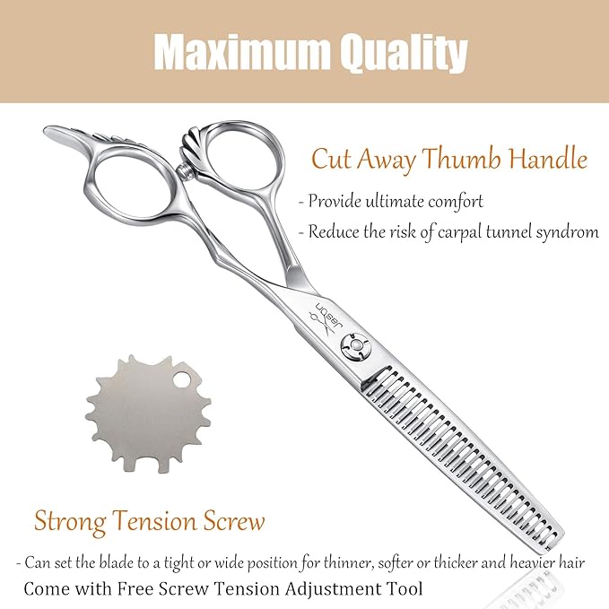 JASON 6 Blending Hair Scissors 30 Teeth Hair Thinning Scissor Professional Trimming Hair Cutting Shears for Barber Hairdresser Stylist Women and Men Japanese 440C Stainless Steel Christmas Gift