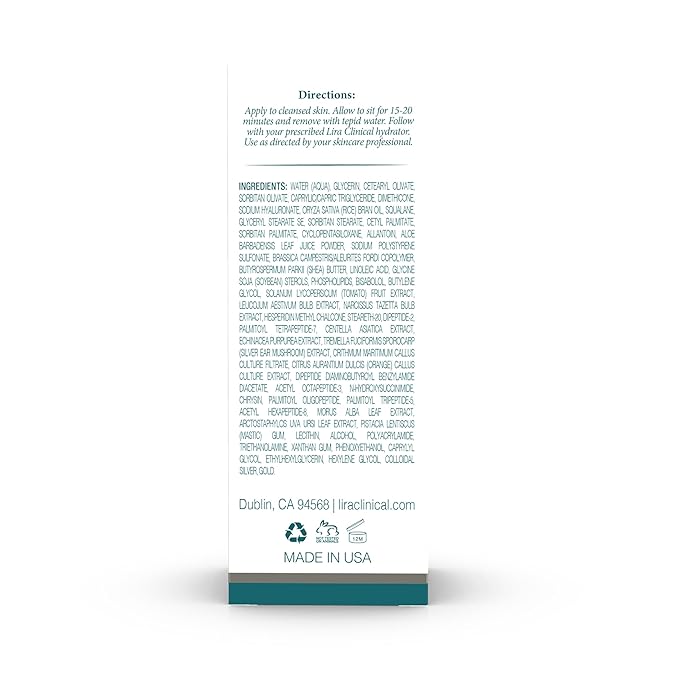 Lira Clinical BIO Hydrating Mineral Masque - Intense Nourishing Mineral Facial Mask with Hyaluronic Acid Vitamin C &amp Green Tea - Anti-acne Anti-Aging For All Skin Types - 2 fl oz
