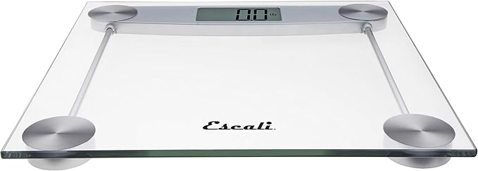 Escali Digital Glass Bath Scale for Body Weight Bathroom Body Scale High Capacity of 400 lb Battery Included Clear Glass