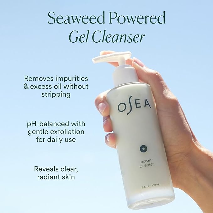 OSEA Ocean Cleanser 5 oz - Nourishing Facial Cleansing Gel - Mineral-Rich Face Wash - Gentle Face Cleanser - Clean Beauty Skincare - Vegan &amp Cruelty-Free Facial Wash