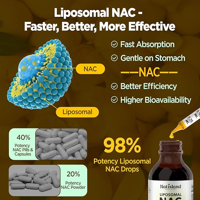Liposomal Liquid NAC Drops NAC Supplement N-Acetyl Cysteine NAC 600 mg with Milk Thistle &amp Quercetin for Adults &amp Kids Liver &amp Lung Support Immune &amp Antioxidant Skin &amp Cellula
