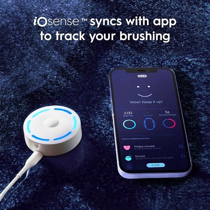 Oral-B iO Series 10 Rechargeable Electric Toothbrush with Visible Pressure Sensor to Protect Gums 2 Min Timer 7 Cleaning Settings 4 Replacement Toothbrush Heads and Charging Travel Case White