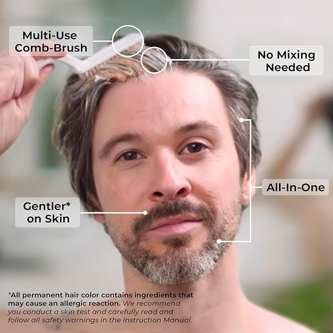 Simpler Hair Color Ginger Mustache and Beard Upgraded Brush Kit with 3 Brushes Included for Precision Application - Gentle Natural Looking Ammonia Free Beard and Hair Dye for Men