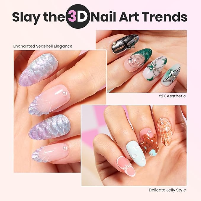 Beetles Solid Builder Gel for Nails4 Colors Clear Pink White 3D Sculpting Gel Non-Sticky Hand Carving Nail Glue for 3D Nail Art with 3D Mold Chrome Powder Tools Salon DIY at HomeUV&ampLED Needed