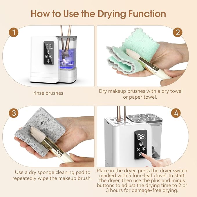 5-in-1 Electric Makeup Brush Cleaner &amp Dryer Machine- Portable Automatic USB Cosmetic Brushes Cleaner Tool with Deep-Clean Silicone Brush for All Size Brushes (Contour Eyeshadow Blush)