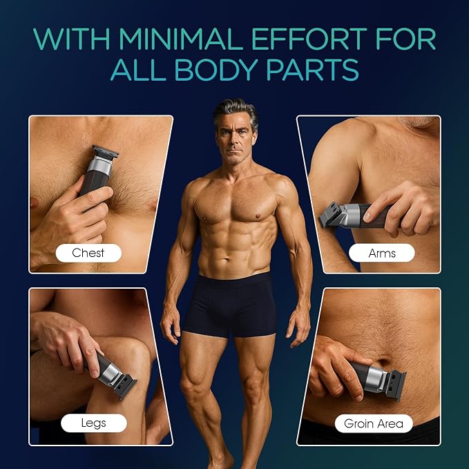 VOYOR Body Hair Trimmer for MenElectric RazorVersatile Groin &amp Body TrimmerWaterproof and Cordless Shaver Manscaper for Men USB-C Charging GroomerCeramic Blade Razor Male Grooming HT310 (Woo