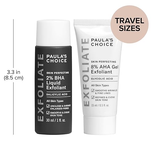 Paula's Choice SKIN PERFECTING 8% AHA Gel Exfoliant &amp 2% BHA Liquid Duo - Facial Exfoliants for Blackheads Enlarged Pores Wrinkles and Fine Lines w/Glycolic and Salicylic Acid