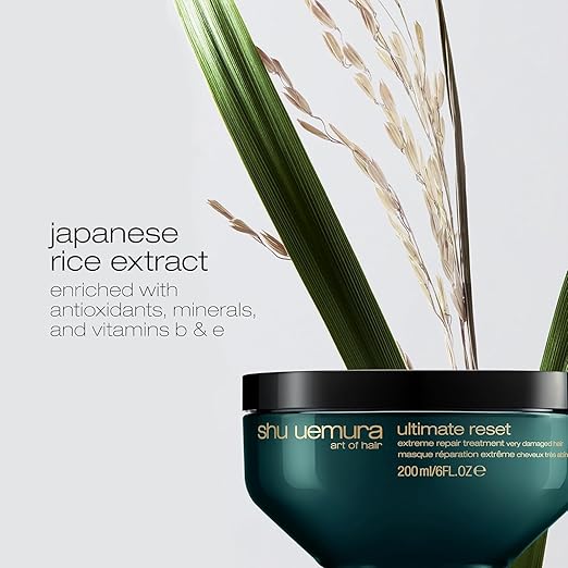 shu uemura art of hair ultimate reset extreme repair hair mask - formulated with japanese rice extract to reduce split ends and breakage deeply conditions and nourishes very damaged hair