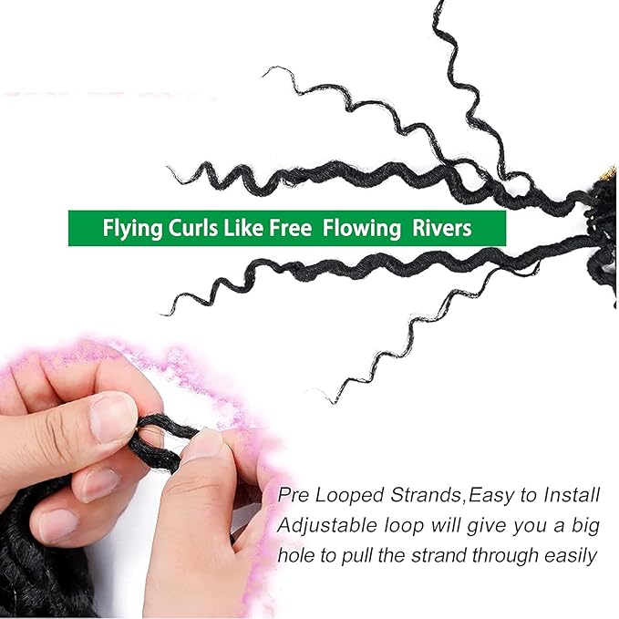 Goddess Locs Crochet Hair 12 Inch 6 Packs Faux Locs Crochet Hair for Black Women Pre Looped Crochet Hair with Curly Ends River Locs Style Hair Extensions 1b/30