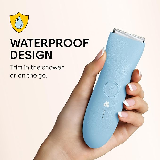 MERIDIAN The Trimmer Original - Body Hair Trimmer for Men Electric Shaver for Pubic Hair Chest Legs &amp Bikini Waterproof &amp Rechargeable Sky