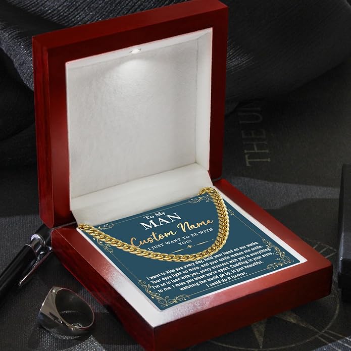 To My Man Necklace Custom Cuban Chain Necklace Gift For Husband Valentine Gift For Men Anniversary Birthday Gift For Him Husband Necklace From Wife Boyfriend Jewelry From Girlfriend