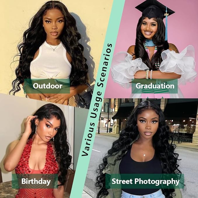 32 Inch 13x4 Body Wave Lace Front Wigs Human Hair 250 Density HD Lace Front Wigs Pre Plucked Brazilian Virgin Human Hair Wigs for Women Glueless Frontal Wigs Natural Color Body Wave Wig