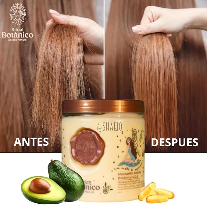 RITUAL BOTANICO Mascarilla para el Cabello de Origen Bot?nico | Bomba Bot?nica S.O.S. Repara y Reduce la ca?da del cabello y Acelera el Crecimiento | Tratamiento para cabello seco y maltratado