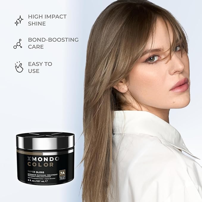 XMONDO Color Dark Ash Blonde Color Depositing Mask &amp Semi-Permanent Hair Dye Super Gloss Infused with Bond Boosters for Nourishment Revitalize &amp Repair Vegan Formula 8 Fl Oz