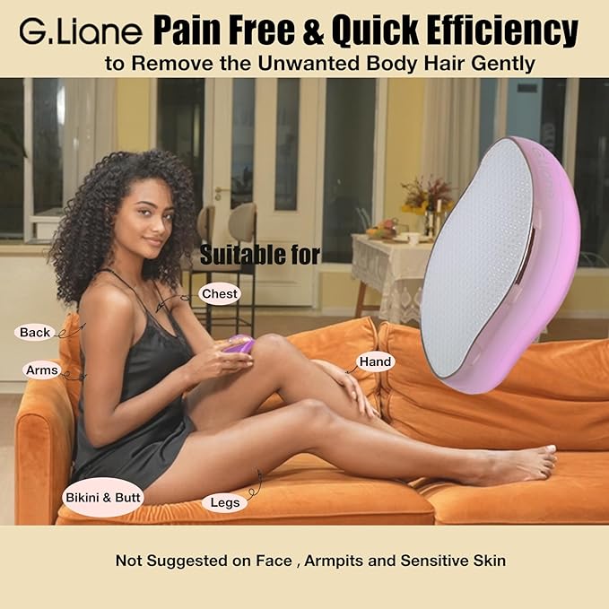 Crystal Hair EraserUpgraded Painless Crystal Hair RemoverEffective Nano Glass Hair Removal Device and Skin ExfoliationBody Epilator for Women and Men(Light Pink)