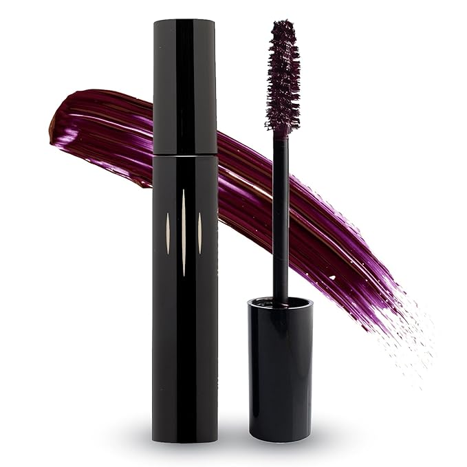 Radiant Professional Lengthening Mascara with silicone brush ? Smudge-Proof Curl Mascara Volume and Length for Sensitive Eyes Cruelty Free Ideal for Mature &amp Young Women 0.43 oz (02 Plum Brown)