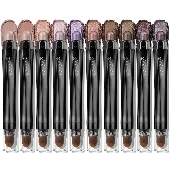 Plum Eyeshadow Stick Makeup Set 10PCS Neutral Shimmer And Matte Cream Eye Shadow Palette Metallic Bronze Smoky Eyeliner Brightener Crayon Pencil Kit Ideal Gift for Women -Lilac Brown