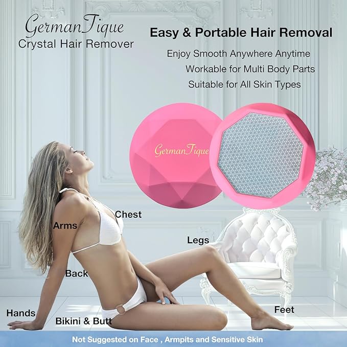Crystal Hair EraserUpgraded Crystal Hair Remover DiamondPainless and Effective Nano Glass Hair Removal Stone and Skin ExfoliationNatural Epilator for Women and Men(Rose Pink)