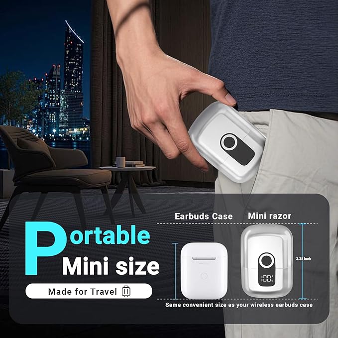 Electric Foil Shavers for Men: Mini Electric Razor Foil Shaver for Face IPX7 Waterproof Wet Dry Cordless Razor with 3 Floating Blades LED Display for Travel &amp Home USB Type C