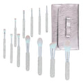 Makeup Brushes Bling Crystal Professional Face Cosmetics Blending Liquid Foundation Powder Concealer Eye Shadows Make Up Beauty Tool Glitter(12PCS) (Purely Handmade) (White)