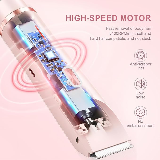 2026 New Bikini Shaver for Women Electric Trimmer 2.0 with Stainless Steel Dual Head IPX7 Waterproof Wet and Dry Use Reduces Pulling Suitable for All Skin Types (Blue)