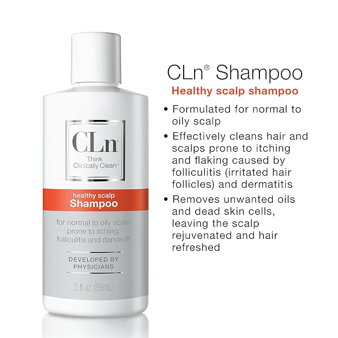 CLn Shampoo with Salicylic Acid ? 3 fl oz Clarifying Anti Dandruff Shampoo for Oily Hair Itchy or Flaky Scalp Prone to Dandruff Folliculitis &amp Seborrheic Dermatitis Hypoallergenic Formula