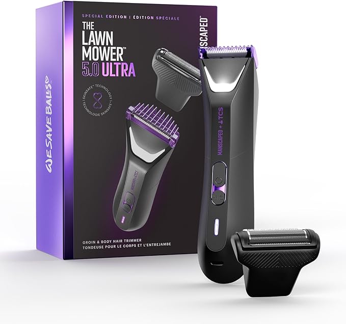 MANSCAPED® The Lawn Mower® 5.0 Ultra TCS Special Edition Men's Groin &amp Body Hair Trimmer ? Dual-Head SkinSafe® Trimmer &amp Foil Blades Waterproof Wet/Dry Groomer USB-C Rechargeable with Travel