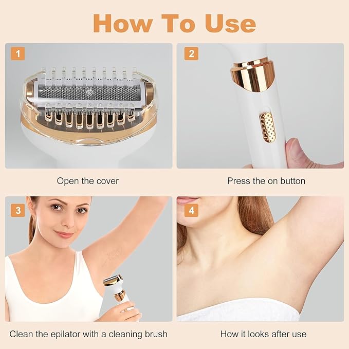 Epilators Hair Removal for Women 4 in 1 Women Face Epilator Facial Eyebrow and Nose Hair Trimmer for All Skin Types Removable and Washable Heads