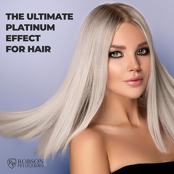 Robson Peluquero Blue Toning Kit | Hair Toner Gloss + Shampoo | Icy Platinum Ash &amp Silver Blonde for Brassy Hair Bleached Highlights Neutralizes Orange &amp Copper Tones - 2x10.1 Fl Oz