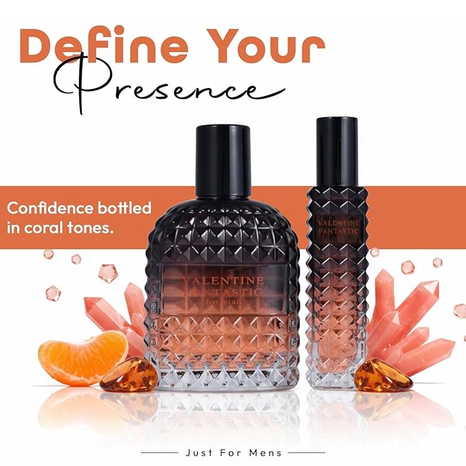 Valentine Fantastic Cologne for Men 100ml and 30ml Travel Spray Eau De Parfum Gift Set for Men 2 Pack