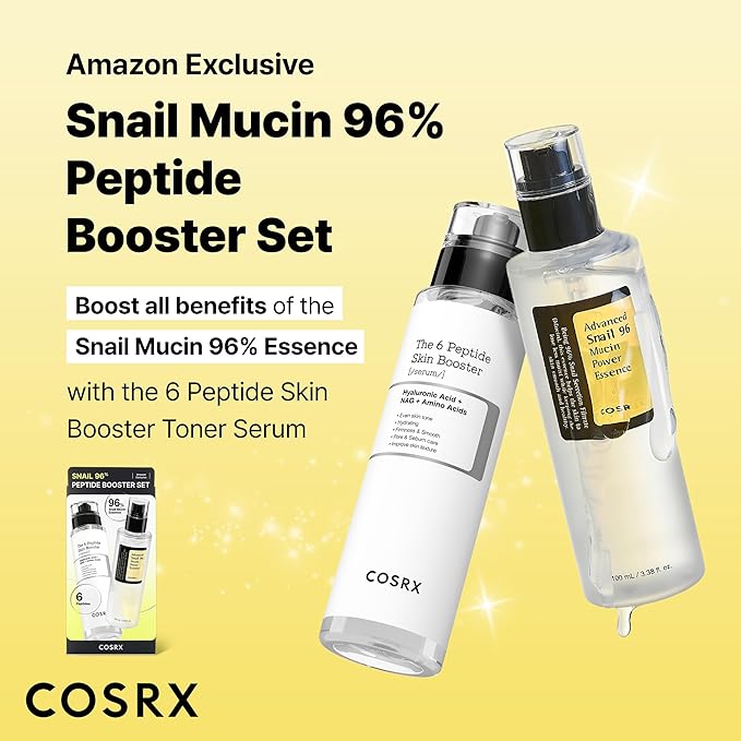 COSRX Snail Mucin 96% Peptide Booster Set - Amazon Exclusive - Korean Skin Care Gift Sets Skin Care Sets for Women Advanced Snail Mucin Serum Face Serum Stocking Stuffers for Women